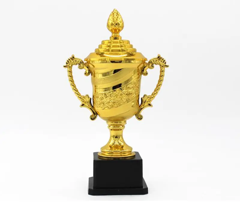 

New Electroplate Gold Plastic Sports Trofeos Custom Logo Or Text Rose Student Plastic Small Trophy League Cup Trophy Souvenir