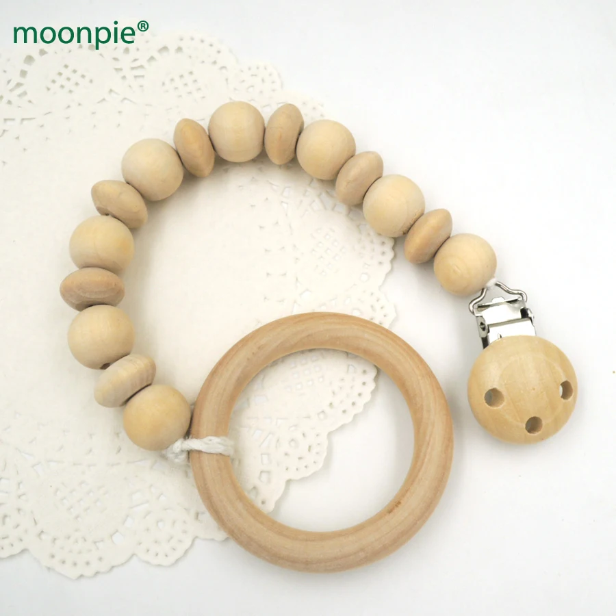 Natural Teether Pacifier Clip Holder Dummy Chain Holder Rattle Baby
