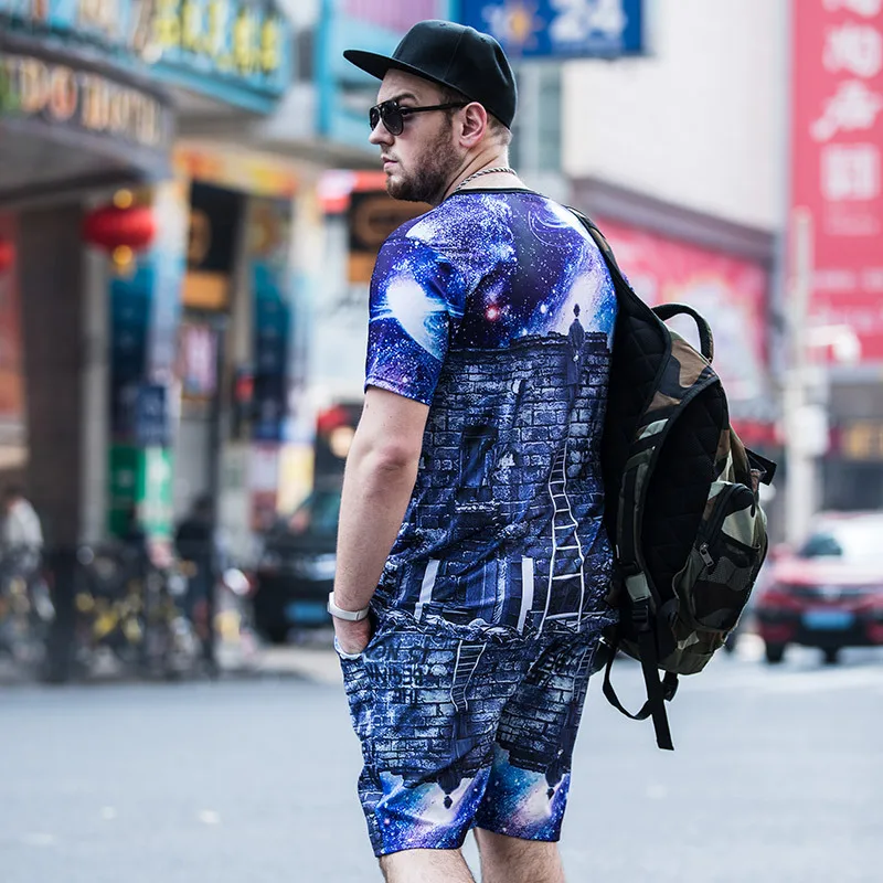 5xl 6xl обшитые мужские шорты 3D принт Galaxy пространство планета повседневные шорты Hombre хип хоп спортивная одежда эластичный пояс мотобрюки