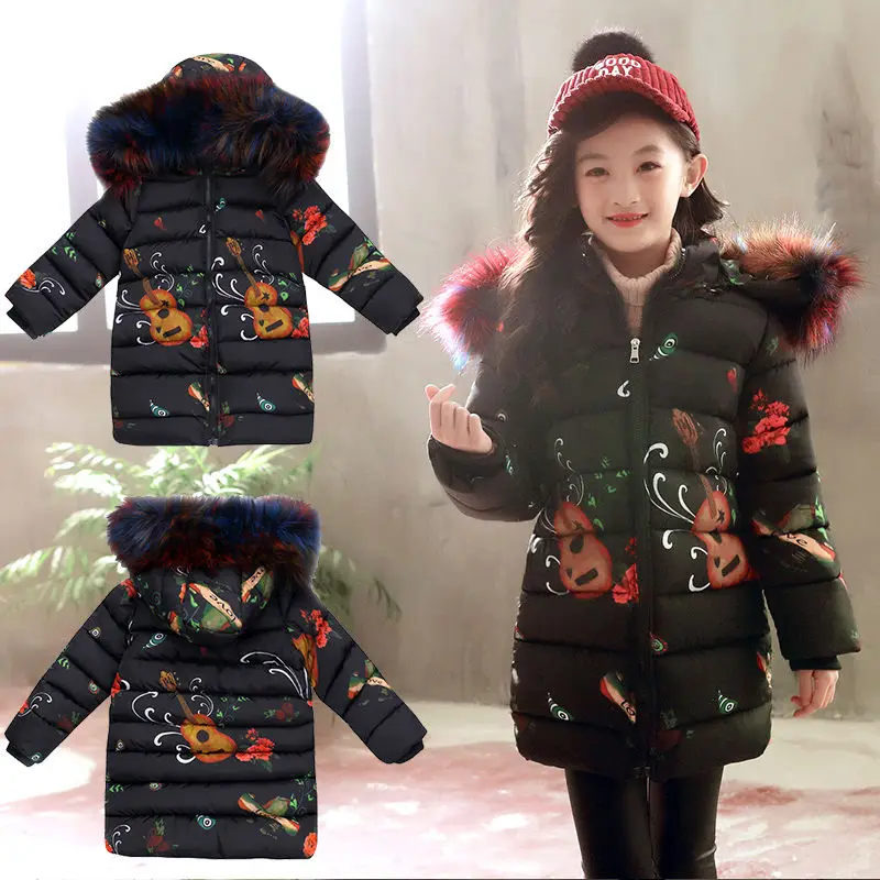 Fashion Children Jackets For Girls Teenage Russian Winter Coats Parkas For Girl Fur Hooded Outerwear Korean Kids Clothes