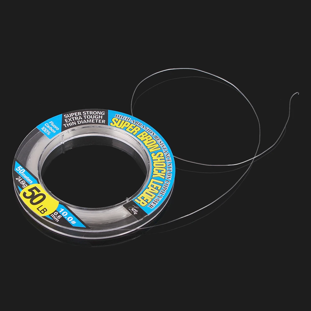 

100% Fluoro carbon Bass Lure Fishing Line 50M 10LB-50LB test Carbon Fiber Leader Line 0.14mm-0.6mm fly fishing line pesca