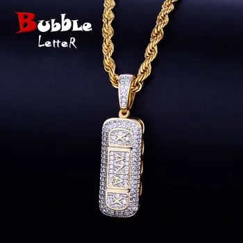 

Pil Bottle shape Pendant Necklace Free Rope Chain Gold Color AAA Cubic Zircon Men's Hip Hop Jewelry For Gift