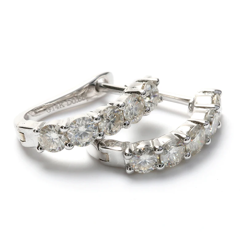 Transgems 1 Ctw Lab Grown Moissanite Diamond Hoop Earrings Solid Transgems 1 Ctw Lab Grown Moissanite Diamond Hoop Earrings Solid White Gold Dangle Jacket Earring For Women