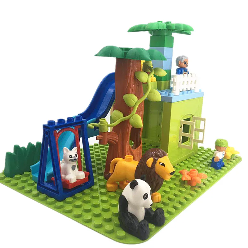 Diy аксессуары строительные блоки счастливая семья лесной дом животные совместимы с L бренд Duploe части игрушки для детей Подарки