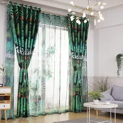 Тропический тропический лес затемненная занавеска ткань аристократическое украшение спальня гостиная занавеска украшение valance домашний