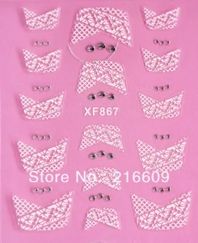 

Promotion 500Sets/Lot 3D DIY French Lace Rhinestone Adhesive Nail Art Stickers Decal 12Syles XF861-XF872 Free shipping DHL