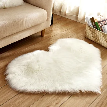 

Heart Shaped Fluffy Rug Shaggy Floor Mat Soft Faux Fur Home Bedroom Hairy Carpet