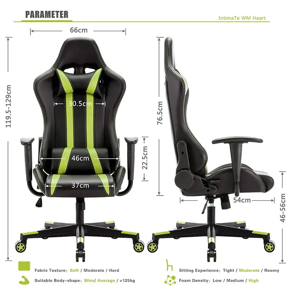  IntimaTe WM Heart Racing Executive Chair Computer Chair PU Gaming Chair with Headrest Lumbar Cushio