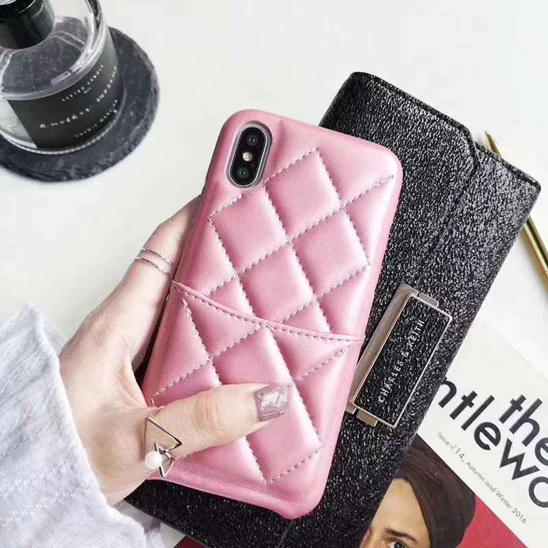 Роскошный модный квадратный высококачественный кожаный чехол goddess pink card integrated для iphone 6 7 8 plus X XR XS MAX чехол для телефона s - Цвет: pink