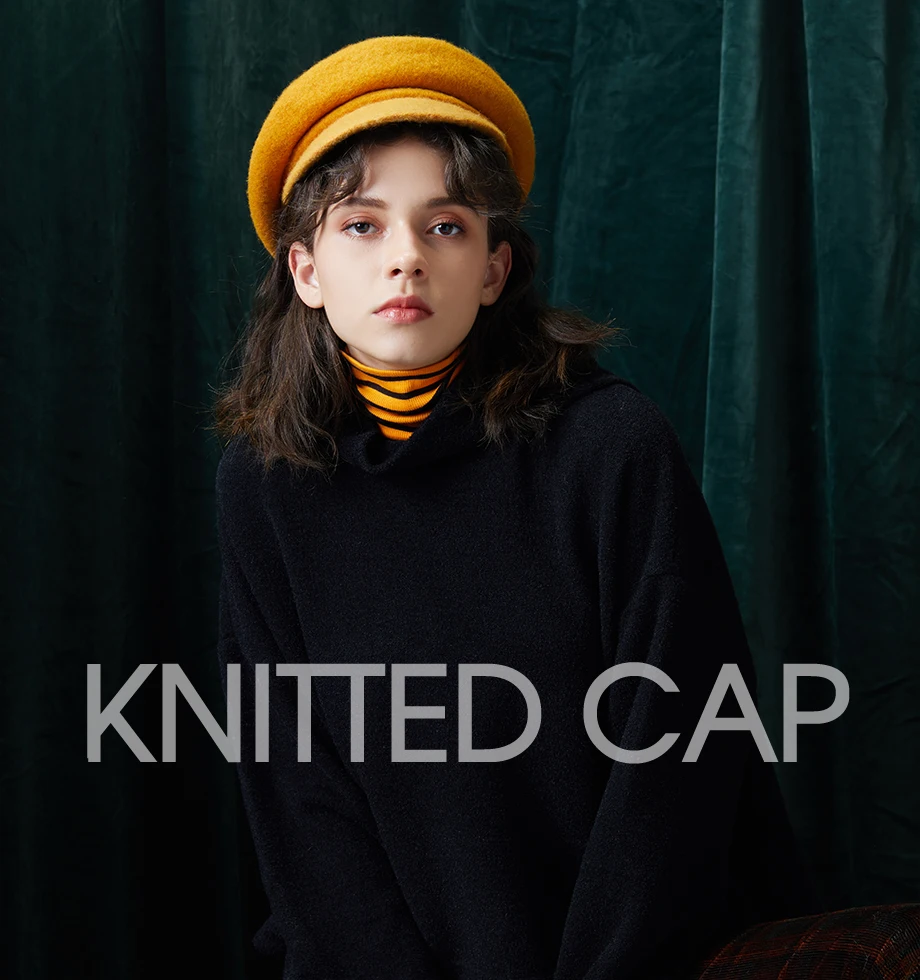 Anise Newsboy Caps Retro Literary Female 2018 Winter Knit 100% Cashmere Hats Wool Octagonal Hat Leisure Hat Accessories Autumn (1)