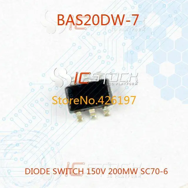 Бесплатная Доставка BAS20DW-7 ДИОД ПЕРЕКЛЮЧАТЕЛЬ 150 В 200 МВТ SC70-6 BAS20 20D 30 ШТ. |