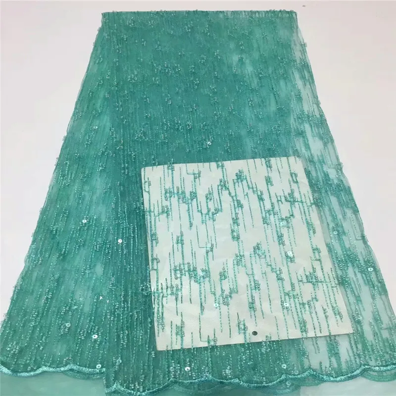Madison Latest African fabric for wedding 2019 green french lace with beads and sequins high quality nigerian | Дом и сад