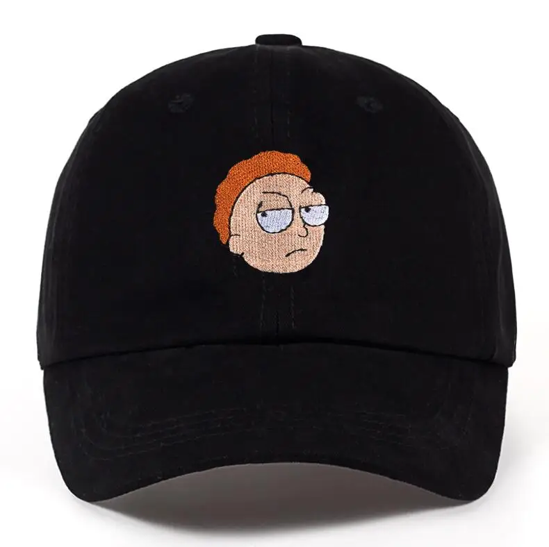 Rick and шапка Морти коллекция Crazy Rick бейсбольная Кепка из хлопка американского аниме Pickle Rick Dad Кепка с вышивкой Snapback Кепка аниме - Цвет: Black