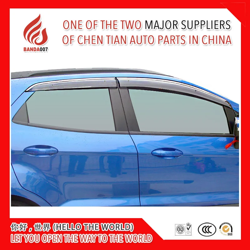 

4 Piece Injection molding trim vent shade rain sun wind deflector window visor for Ecosport 2013 2016 2017 2018