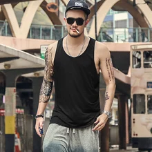 Повседневное одежда Фитнес мужчины майку Бодибилдинг дна жилет топы на бретельках свободные хип-хоп мужские на бретелях мерсеризованный хлопок T636-1