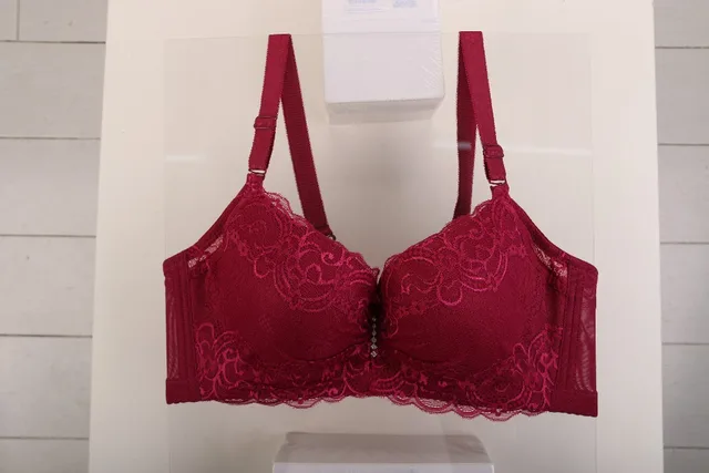 LowProfile Push Up Bra for Women Plus Size Gathered Adjustable Pair of Thin  Breast Cup Underwear Bras Wine Red 48 