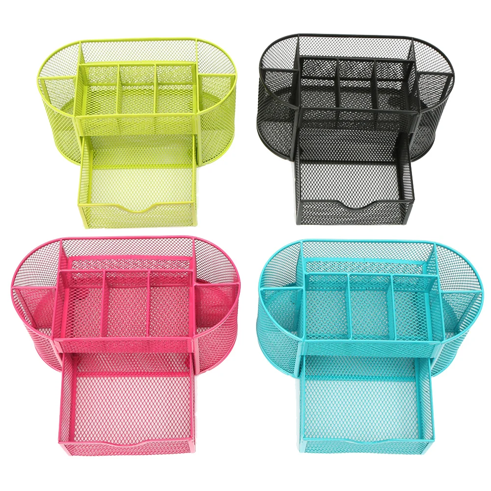22 11 10 5cmNew Multifuction Stationery Desk Organizer 9 cells Metal Mesh Desktop Office Pen Pencil