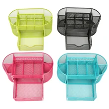 22*11*10.5cmNew Multifuction Stationery Desk Organizer 9 cells Metal Mesh Desktop Office Pen Pencil Holder Study Storage