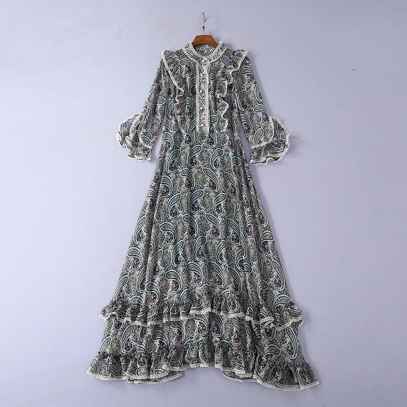 

High quality New Fashion Women 2019 Spring Dress Luxury famous Brand European Design party style dress WS04599
