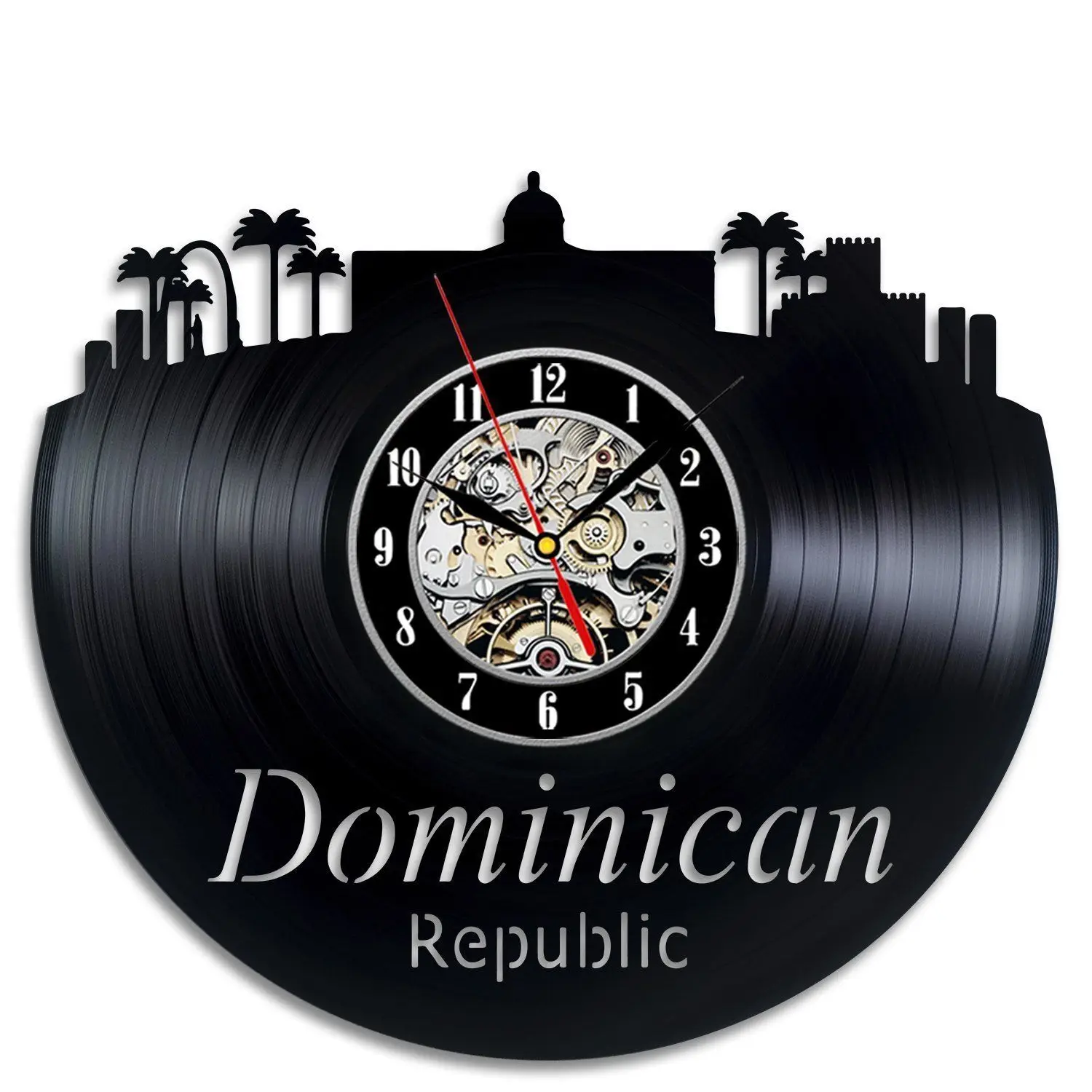 

Vinyl Record Wall Clock Modern Design Dominican Republic Clocks Living Room Vintage Retro Wall Watch Home Decor Silent 12 inch