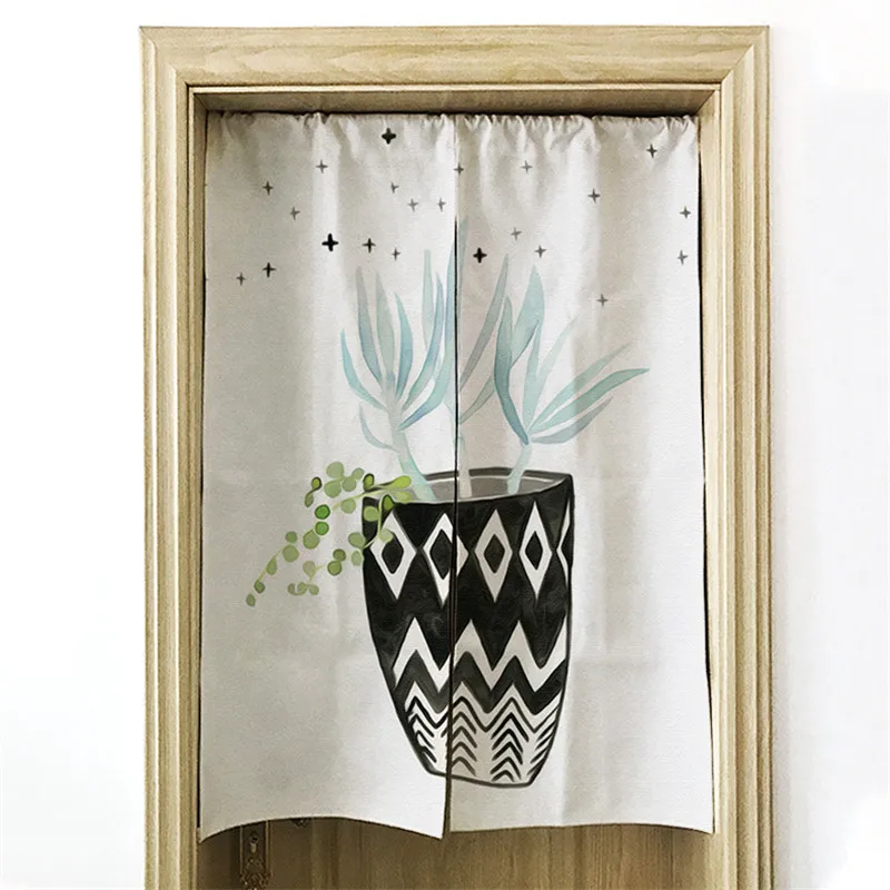 

Embellished Cartoon Green plant Printed Door Curtains for Noodle Store Kitchen Room Decoration
