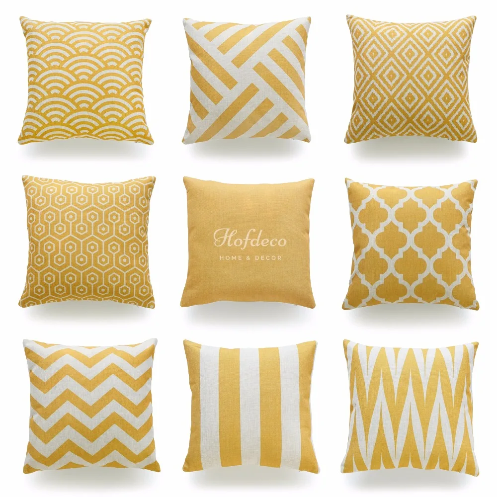 Aliexpress.com : Buy Decorative Throw Pillow Case Mustard Yellow Geometric Striped Zigzag ...