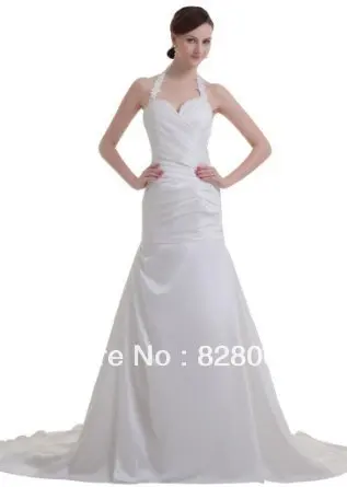 sexy sleeveless simple satin sweep train wedding dress | Свадьбы и торжества