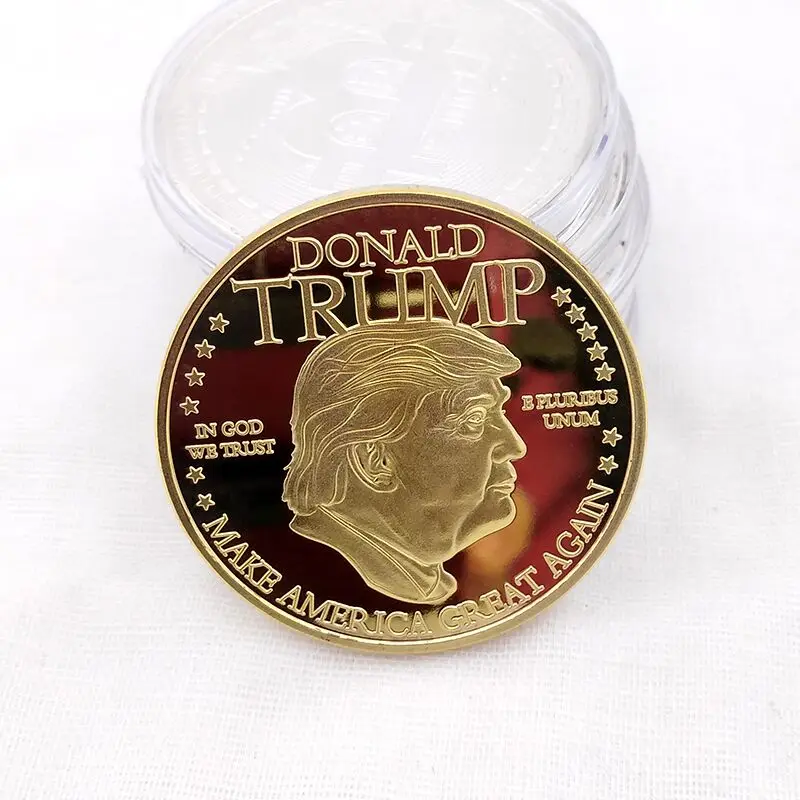 Золотая монета американский президент Дональд с изображением Трампа Белый США