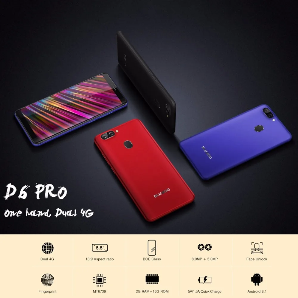 Оригинальный Bluboo D6 Pro смартфон 5 ''ips Экран MTK6739 4 ядра 2 Гб Оперативная память 16