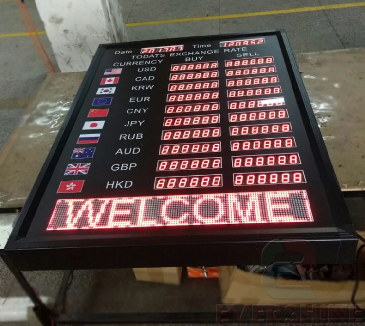 LED electronic display sign Multinational exchange rate dispaly led date and time panel bank Exchange rate board (5)