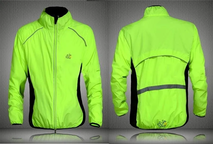 Высокая видимость легкая куртка для бега Светоотражающая с длинным рукавом упаковываемая дождевик для занятий спортом на открытом воздухе тренировочная ветрозащитная