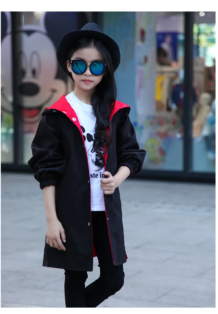 Jaquetas para a Menina com Capuz Jaqueta de Outono Blusão para Meninas Dois Lados Usar Fina Crianças Trench Coat Outwear Roupas Infantis Mod. 254931 7 Cheap Jaquetas e casacos