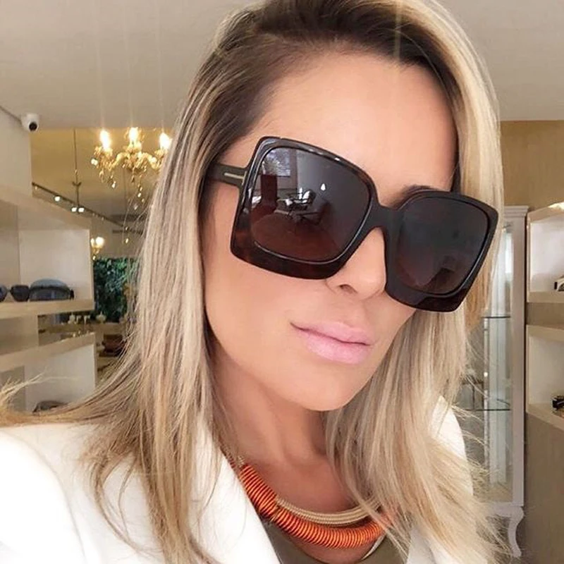 

2019 T Women Oversized Sunglasses Brand Designer Unique Ladies Sunglass Uv400 Square Sun Glasses Female