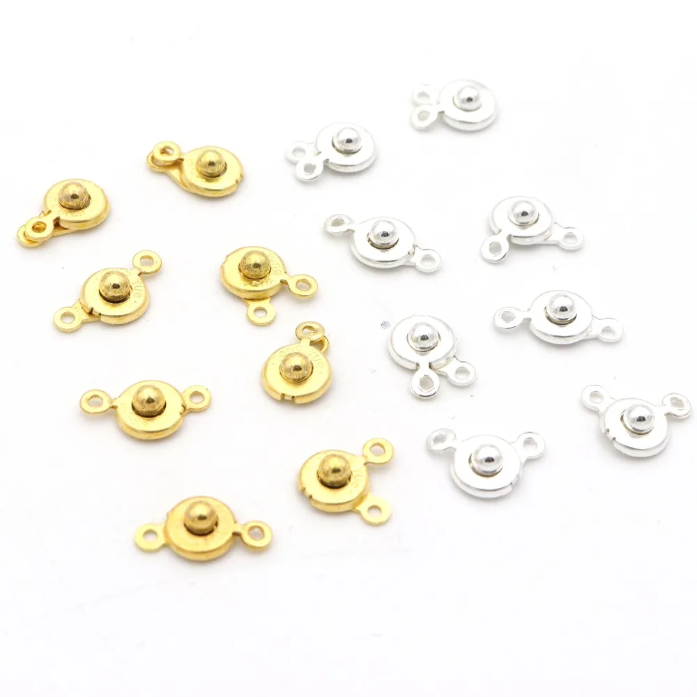 

30sets/lot Gold Silver Metal Snap Button Jewelry Clasps For Jewelry Finding Necklace Bracelet Handmade Needlework Accessories