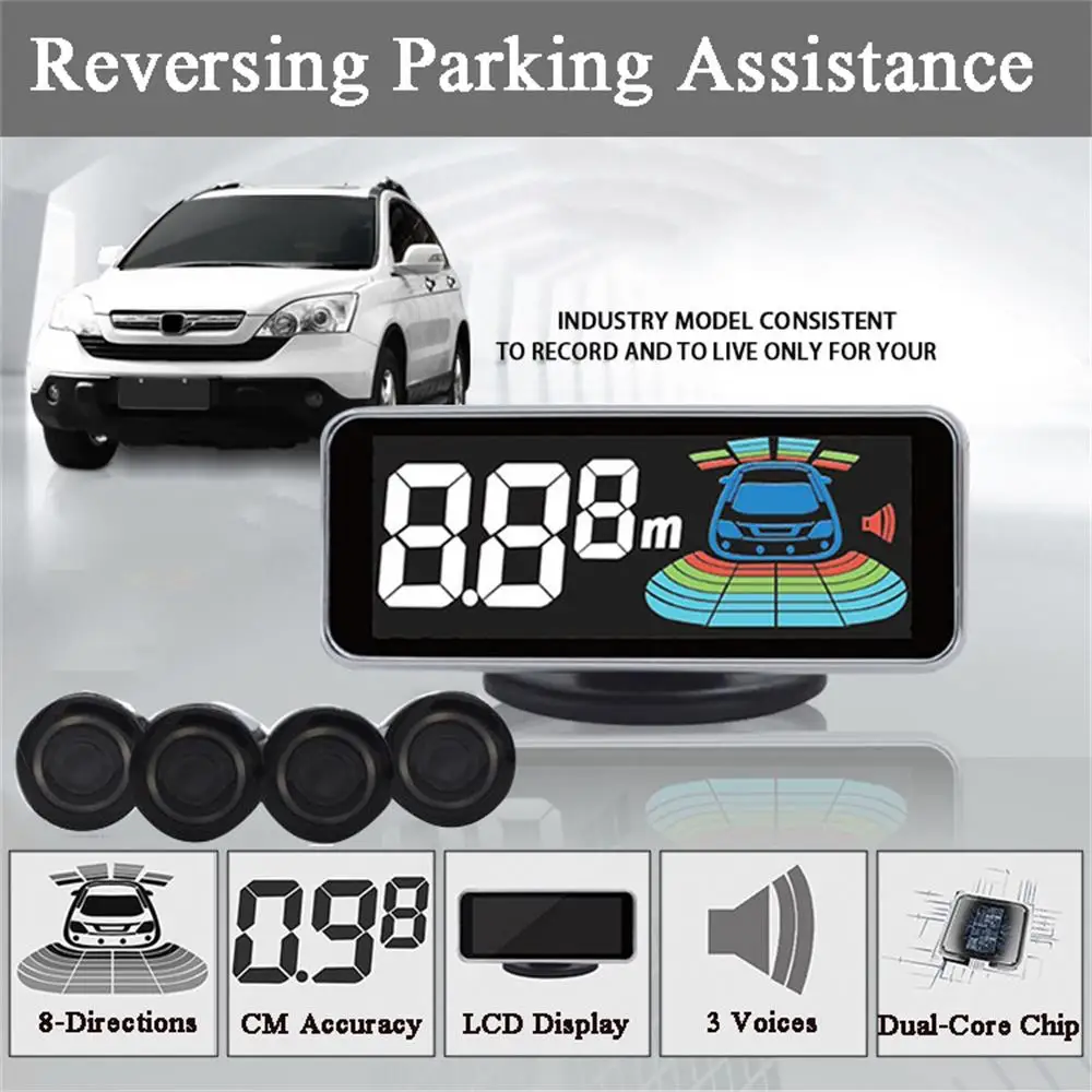 OkeyTech New LED Digital Parktronic Car Parking Sensor 4 Sensors Backup Reversing Radar Detector Car Parking Assist Alarm System