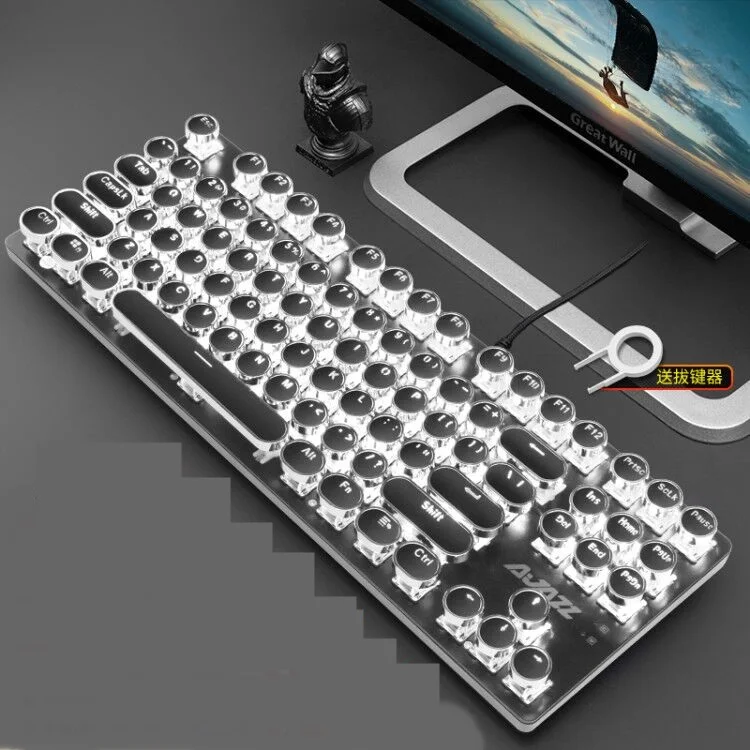 Ajazz металлическая панель 87 клавиш USB Проводная Механическая игровая клавиатура с