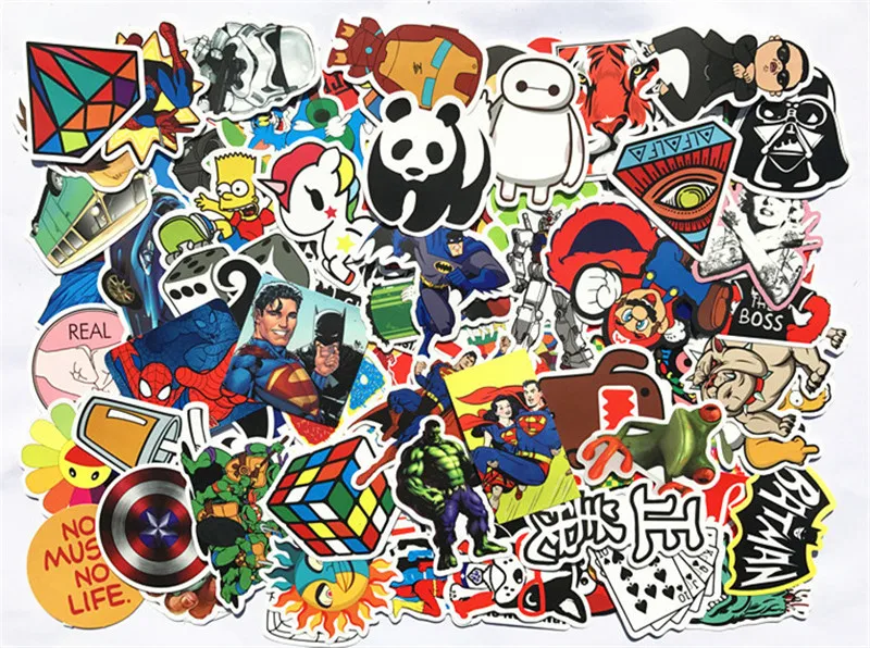 

100pcs/lot DIY Fashion Trend Funny Doodle Kuso Culture Waterproof Colorized Decal Skin Sticker Toy For Laptop Luggage Phone Car.