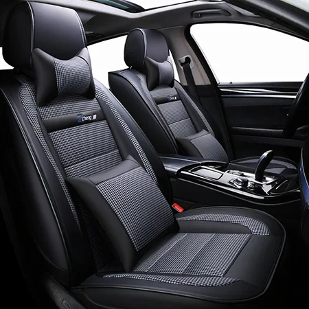 Роскошные кожаные универсальное автокресло крышка для audi 80 100 c4 a7 a8 q2 q3 q5 q7 s3 s4 s5 s6 s7 s8 sq5 sq7 - Название цвета: Gray Luxury