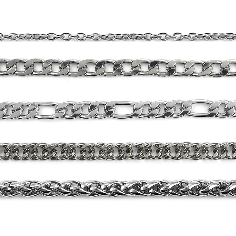 

5M/Lot Stainless Steel Chain Neckalce 3mm 4mm 4.5mm Width Link Chain Bracelet Jewelry Making DIY Findings Women Men Chian