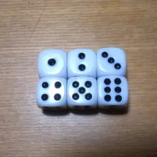 Free shipping Exclusive NEW 6pcs 12mm 6-sided D6 White with black dice for board game and other games accessories