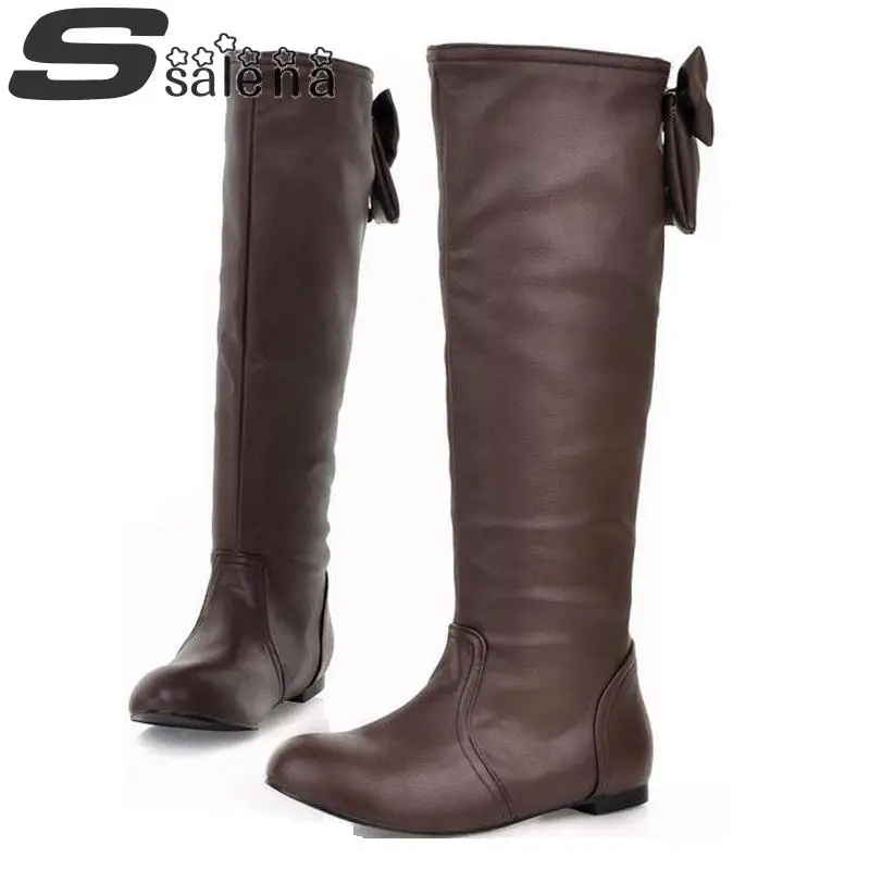

Women Leather Boots Women Knee High Boots New Arrival Autumn Winter Warm Winter Boots For Big Size Eu 43 #C159