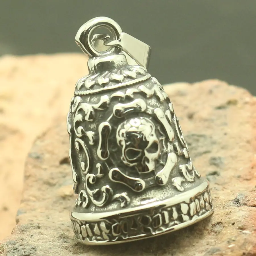 

Restock Mens Boys 316L Stainless Steel Ride To Live, Live To Ride Skull Motorcycle Chain Style Have Sound Ring Bell Pendant