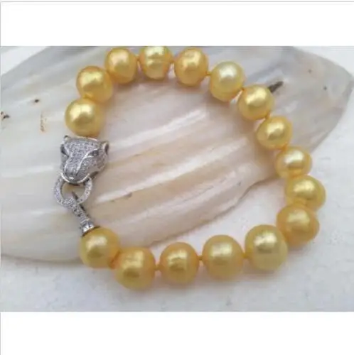 

Shipping >>>7.5-8" 11-12MM GENUINE SOUTH SEA GOLDEN PEARL BRACELET