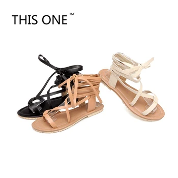 

THIS ONE Plus Size 34-50 Summer Women Sandals Flats New Fashion Shoes For Women Casual Rome Style Sandalias