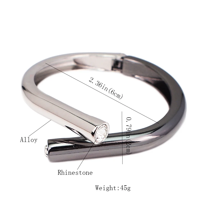 Fashion Alloy Crystal Bangles Bracelets For Women Unique Design Metal Statement Geometric Cuff Bangles Jewelry UKMOC