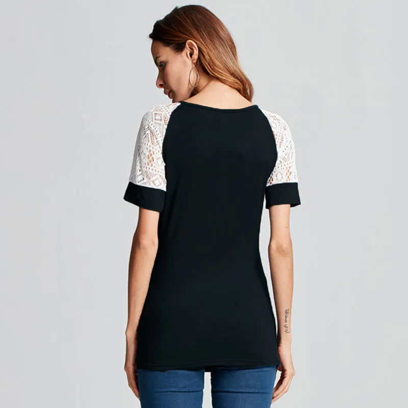 Hot Sale Women Fashion Solid Sexy Blouse Plus Size O Neck Blusas Fit Casual Shirt Tops Hollow out Crewneck Slim 2018 Summer Blouses