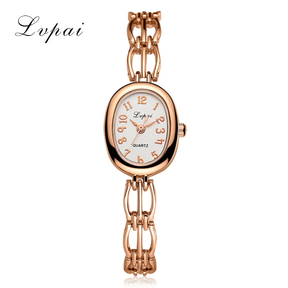 

LVPAI Watches Women Fashion Bracelet Watch Ellipse Luxury Rose Gold Watch Women Female Brand Quartz WristWatches Dress Watches