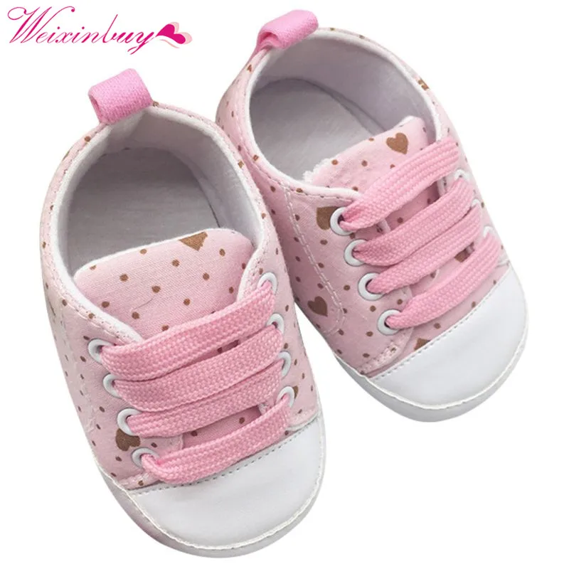 

Infant Newborn Shoes Baby Girl Boy Sports Sneakers Soft Bottom Anti-slip T-tied First Walkers Prewalker