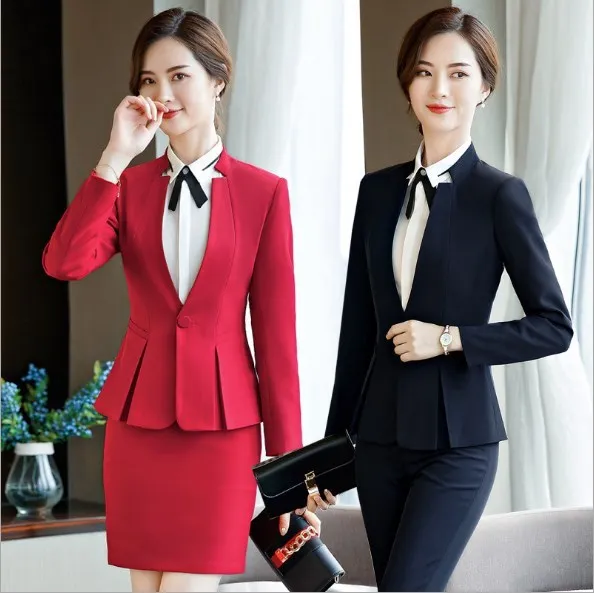Bureau Formelle Femmes Costumes Suit Femme Tenues De skirt Suit Pantalon Suit Taille Pièces Pour Femelle Ensemble 2 Pantalons pant Dames Grande Skirt Blazer AIq7xd