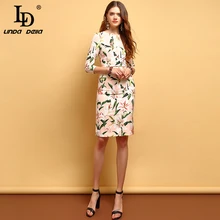 Женское платье-трапеция LD LINDA DELLA, элегантное винтажное платье для отпуска с принтом лилий и пышной юбкой, лето